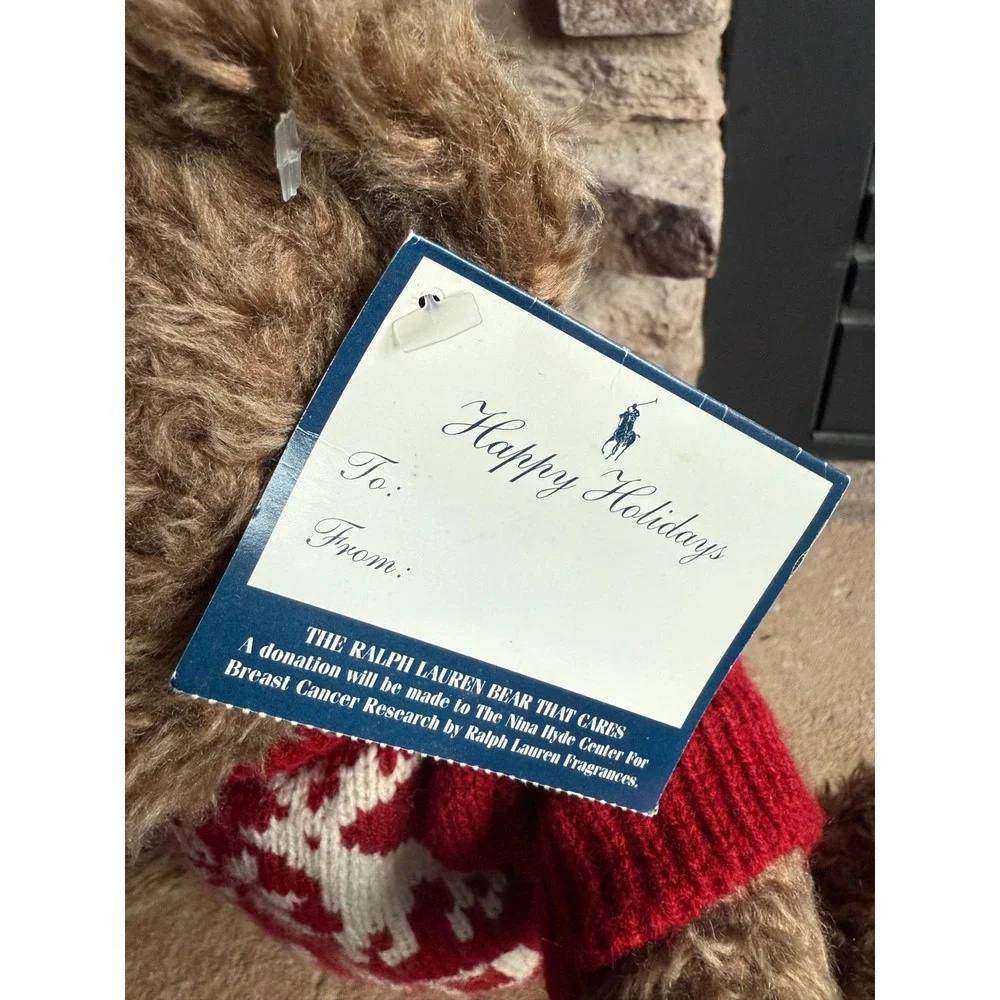 Vintage Ralph Lauren Holiday Plush Bear Red Sweater Reindeer Snowflake Rare Sled